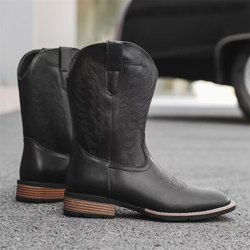 Men's Tall Worker Embroidery Western Cowboy Fashion Haulage Motor Plus Boots