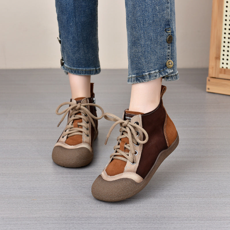 Women's Autumn First Layer Cowhide Board Soft Bottom Single Women's Casual Shoes