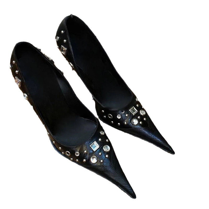 Women's Hot Style Pointed High Spring Punk Rivet Heels