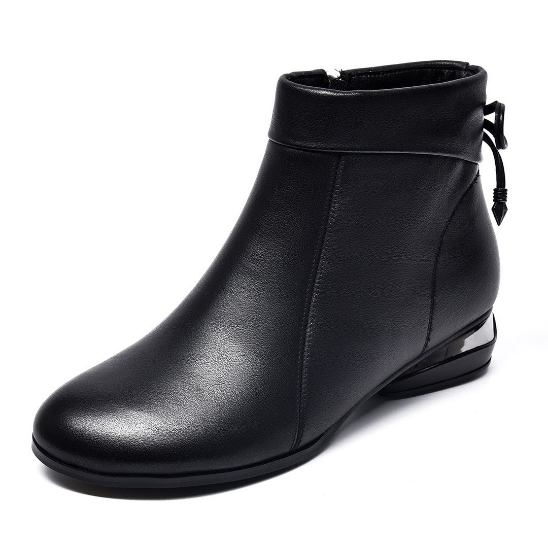 Women's Winter Short Flat Mom Spring British Women's Leather Boots