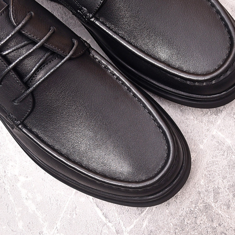 Men's Layer Cowhide Brushed Vintage Business Formal Wear Wide Leather Shoes