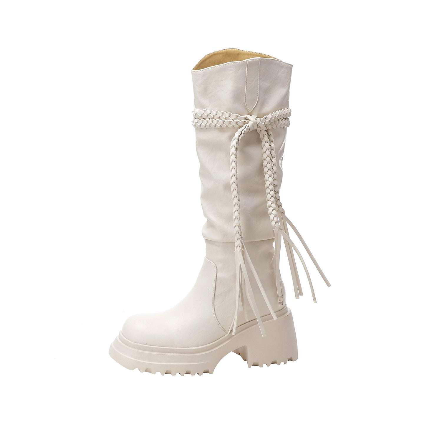 Women's Brown Slim Fit Tassel Waste Soil Style Martin Boots