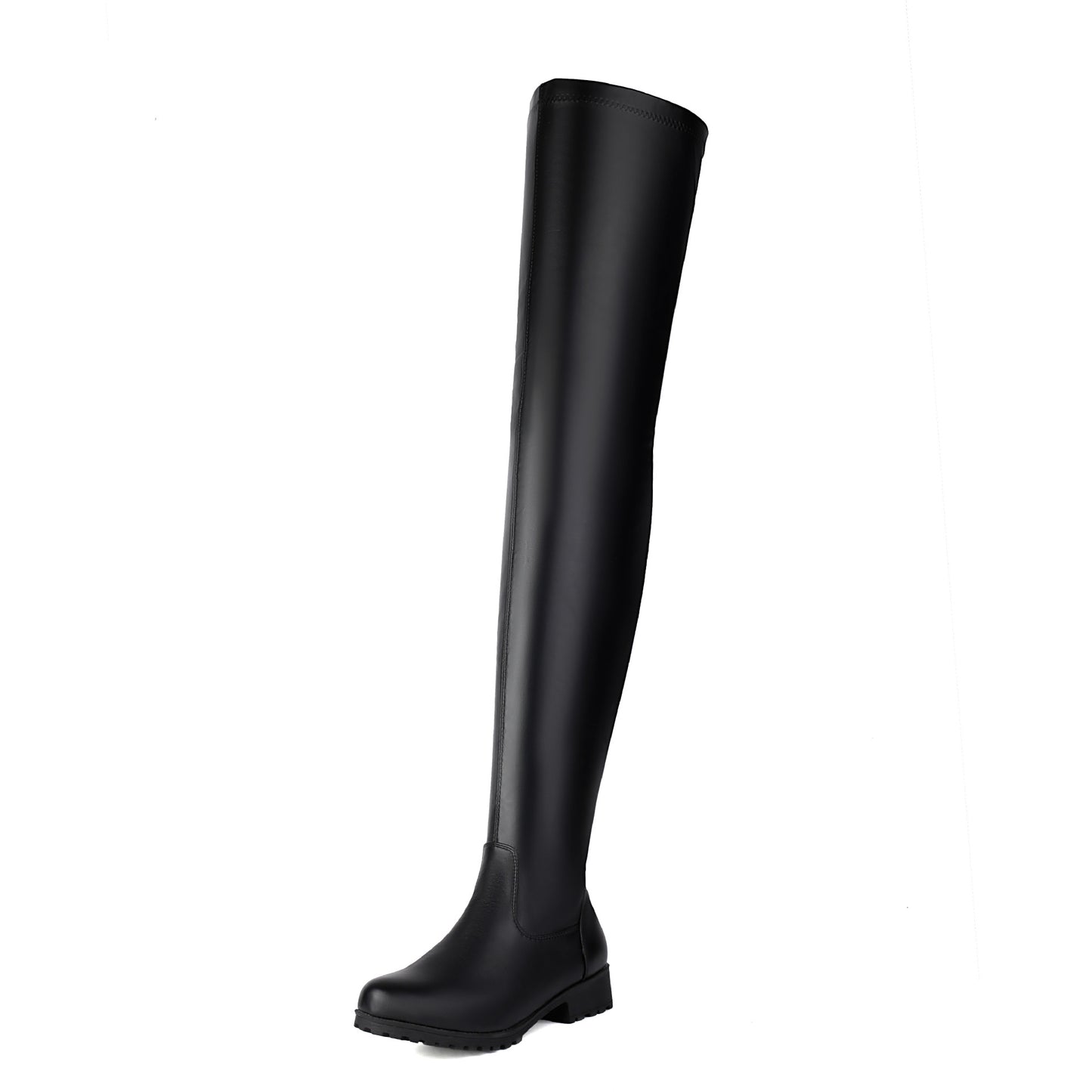 Women's Autumn Side Zipper Low Round Head Thin Over The Knee Women's Leather Boots