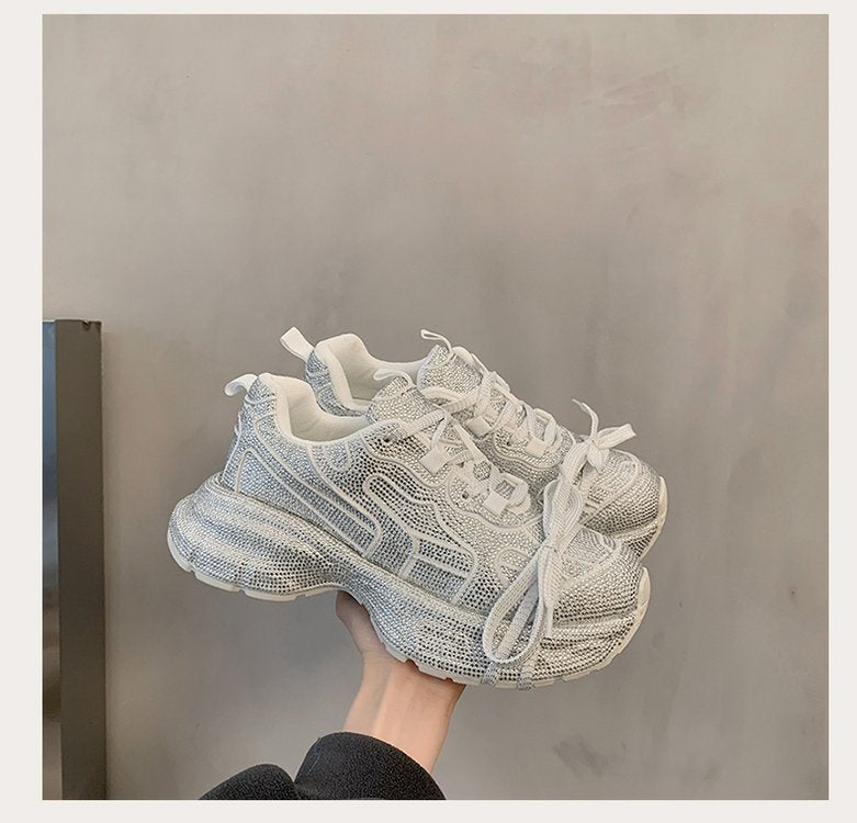 Rhinestone Starry Sky Dad Thick Bottom Elevator Wild Full Casual Shoes
