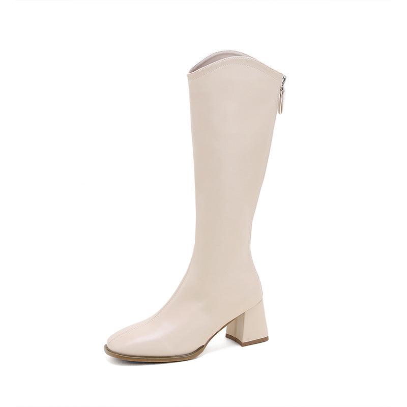 Women's Small Size Chunky Long Square Toe High Fashion Heels