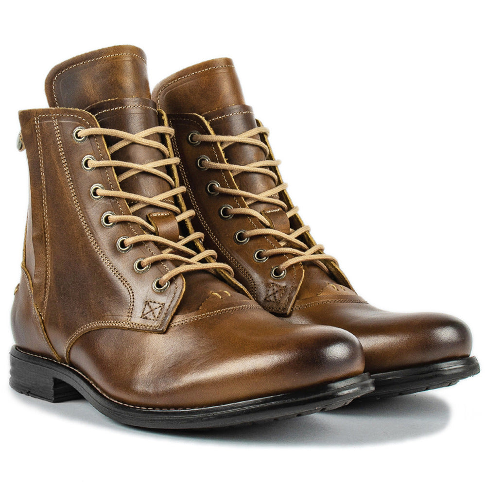 Men's Knight Series Brushed Two-color Side Zipper Large Boots