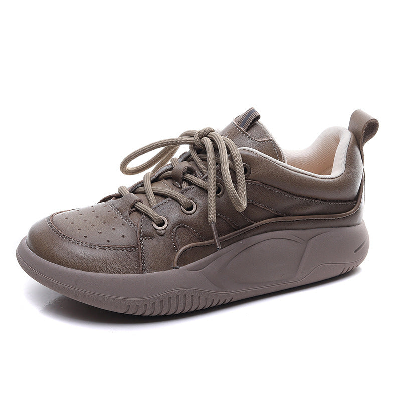 Women's Lace Up Handmade Genuine Flat Sports Wind Soft Bottom Women's Casual Shoes