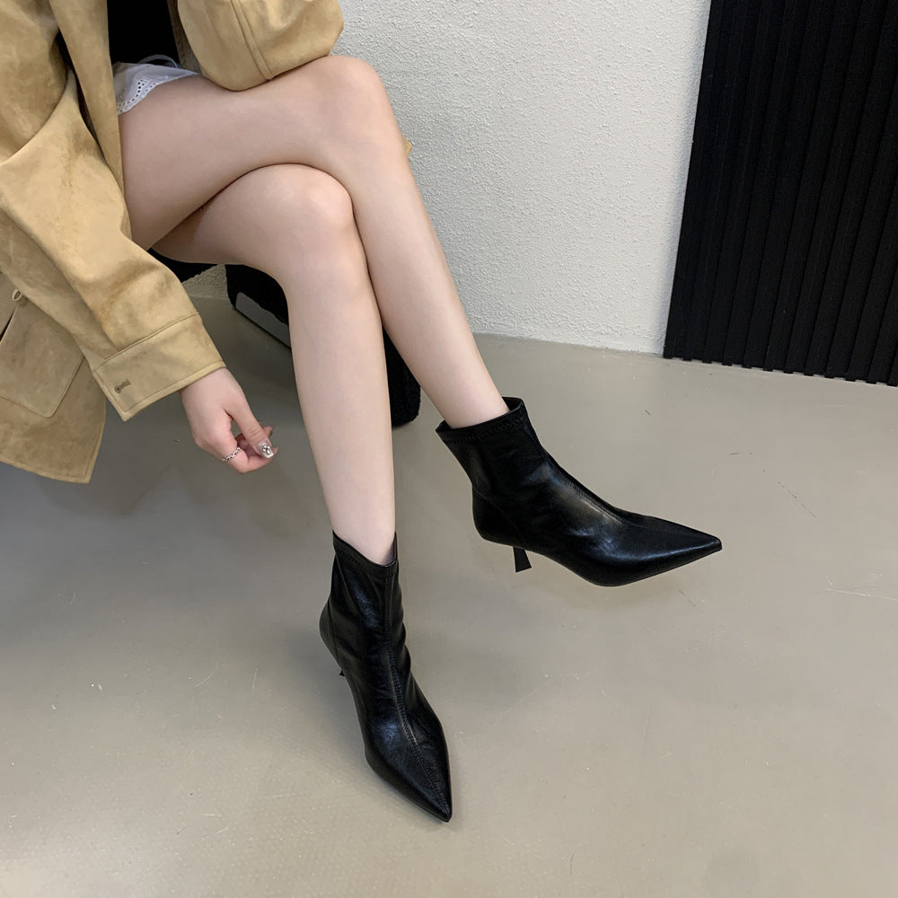 Toe Simple High Female Temperament Skinny Niche Stiletto Boots