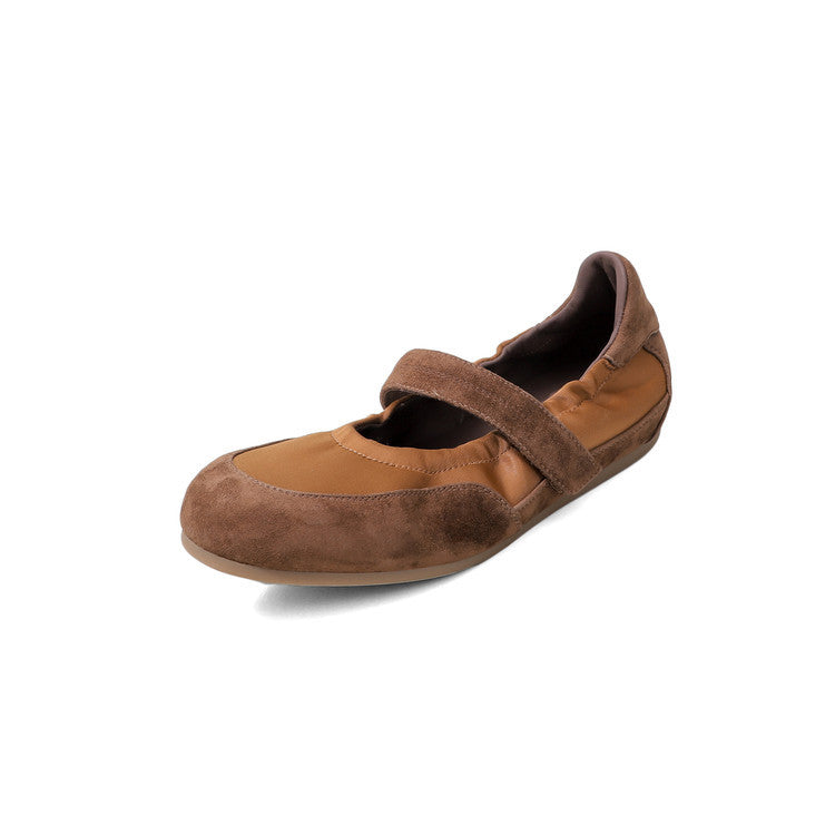 Women's Split Satin Mary Jane Pumps Early Spring Round Head Stitching Women's Casual Shoes