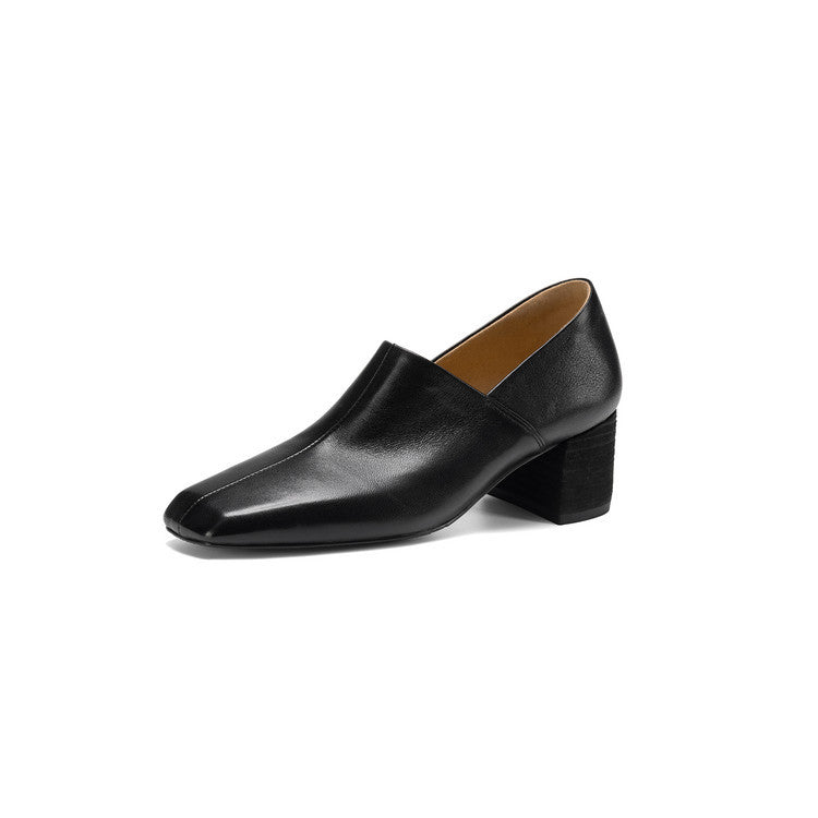 Women's Square Toe Chunky Small Elegant Deep Mouth Minimalist Style Women's Fashion Shoes