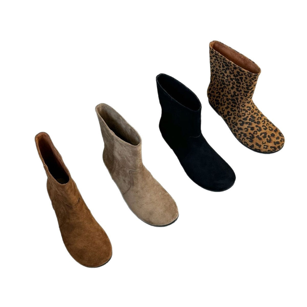 Suede Sleeve Low Thin Short Lazy Style Frosted Soft Women's Leather Boots