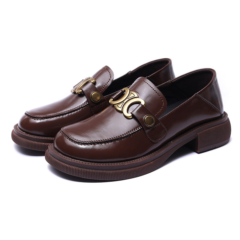 Women's Spring British Style Retro Pumps Genuine Preppy Men's Shoes