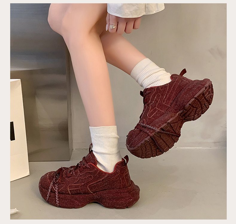 Women's Dad Spring Thick Bottom Increased Fried Street Women's Sports Shoes