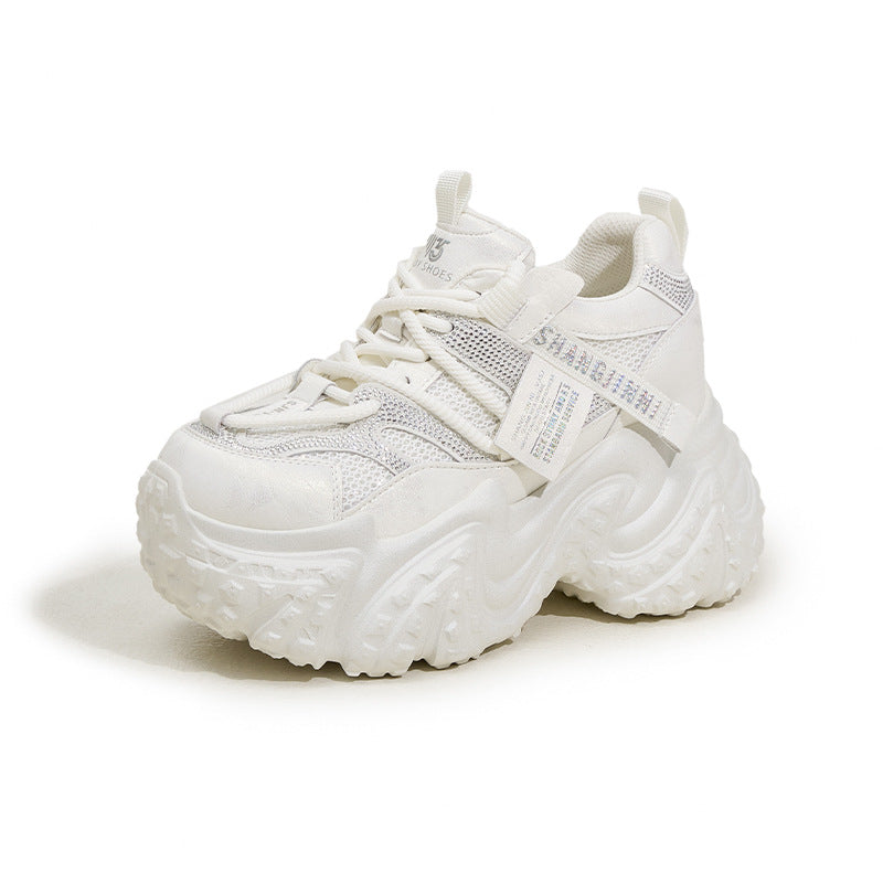 Women's Height Increasing Insole Dad Spring Fashion Rhinestone Sneakers