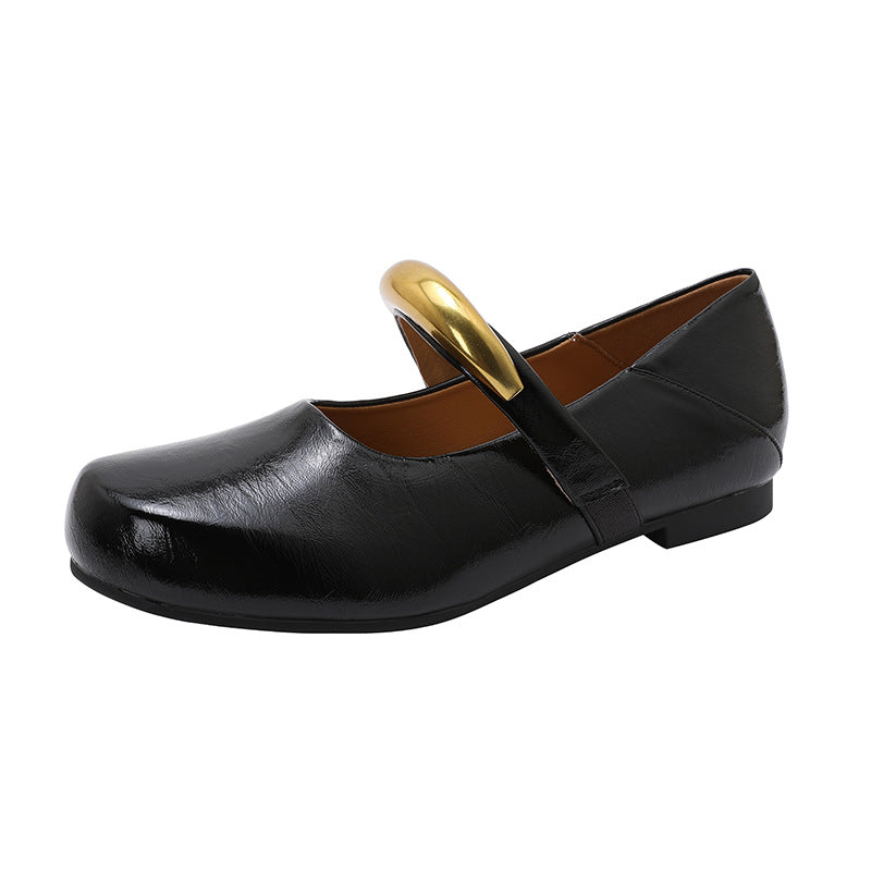 Women's French Style Buckle Round Toe Mary Jane Low-cut Soft Women's Fashion Shoes