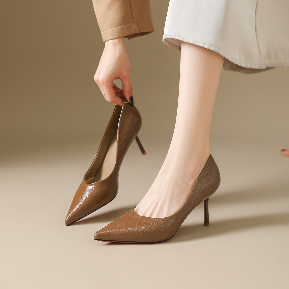 Women's High Waterproof Platform Catwalk Show Pointed Toe Patent Women's Shoes