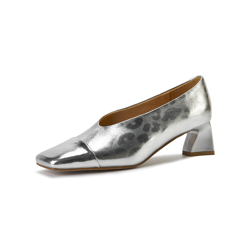 Women's Chunky Soft Low-cut Slip-on Grandma Square Women's Fashion Shoes