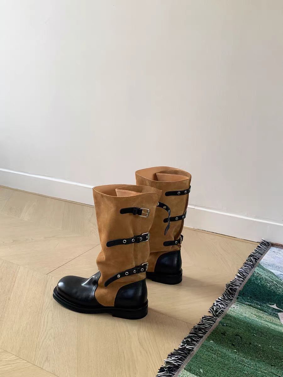 Women's Version Vintage Belt Buckle Thick Bottom Boots