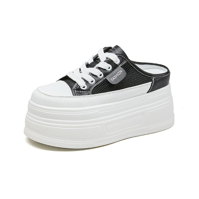 Women's Thick Bottom Platform Leisure White Breathable Skateboard Solid Women's Casual Shoes