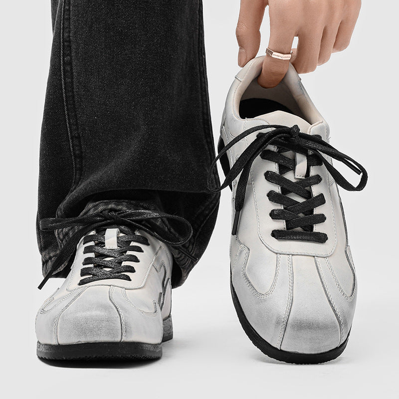 Women's & Men's Training Flat Fashionable White Size Men's Casual Leather Shoes