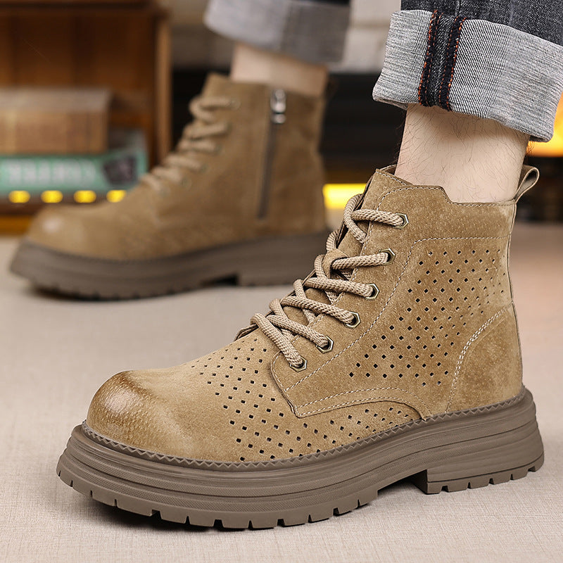 Summer Hollow Thin Breathable Fashion Perforated Men's Martin Boots