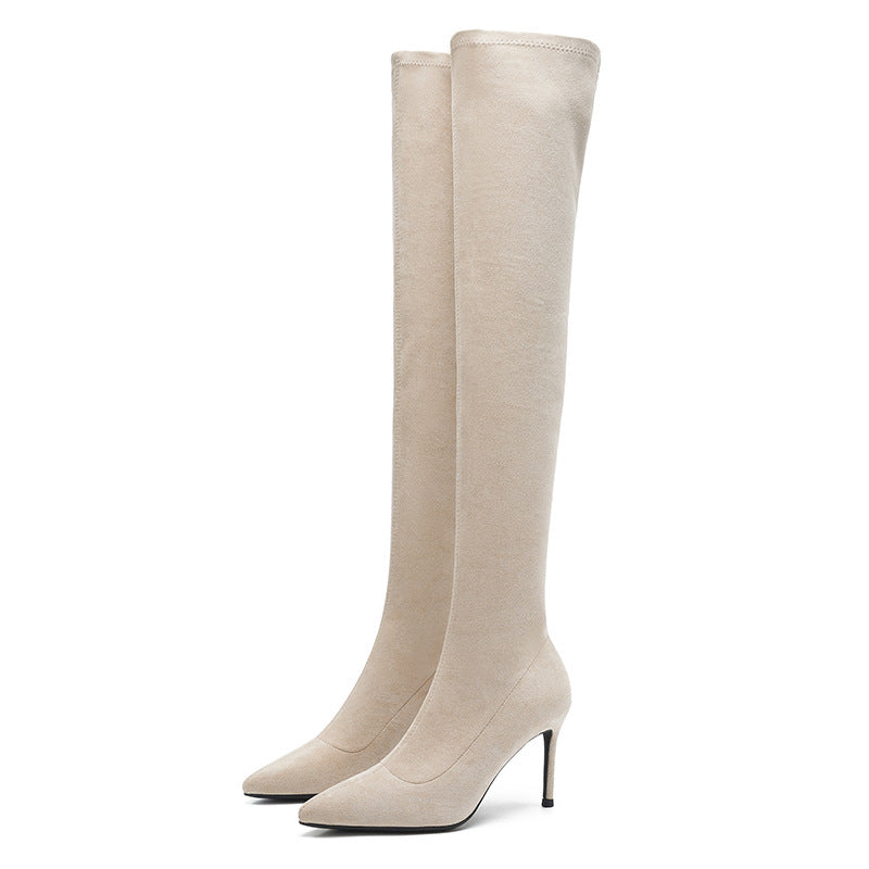 Apricot Stiletto Temperament Slip-on No Drop Heels