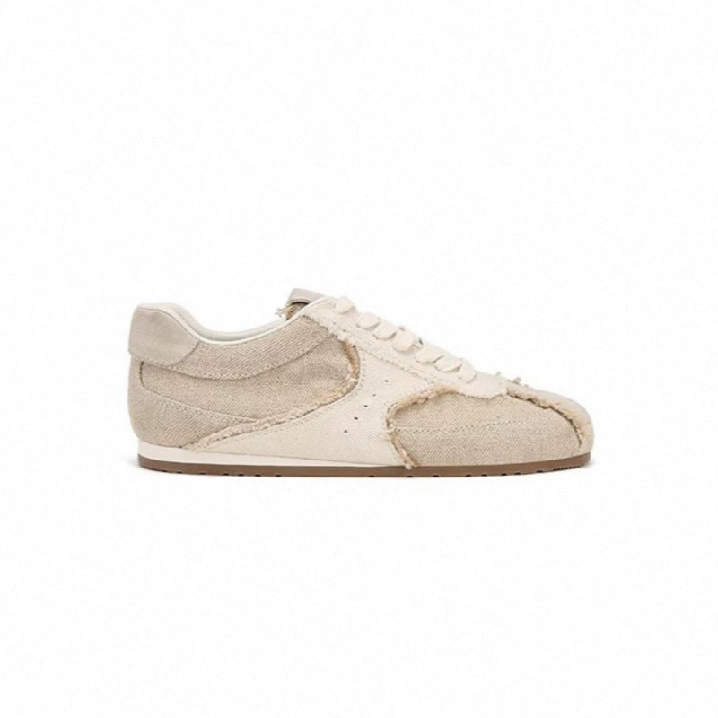 Women's Linen German Training Lace Up Flat Cortez Sneakers