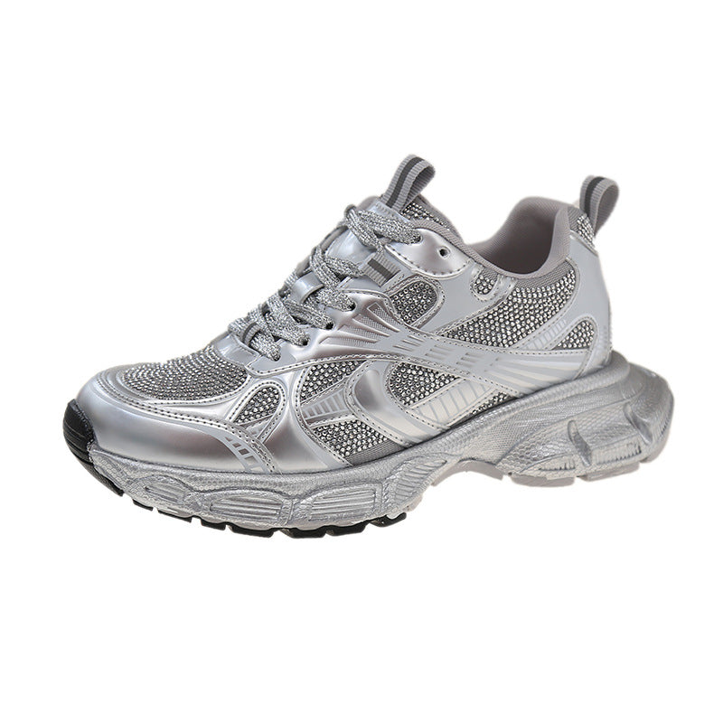 Women's Spring Dad Rhinestone Small Platform Style Women's Sports Shoes