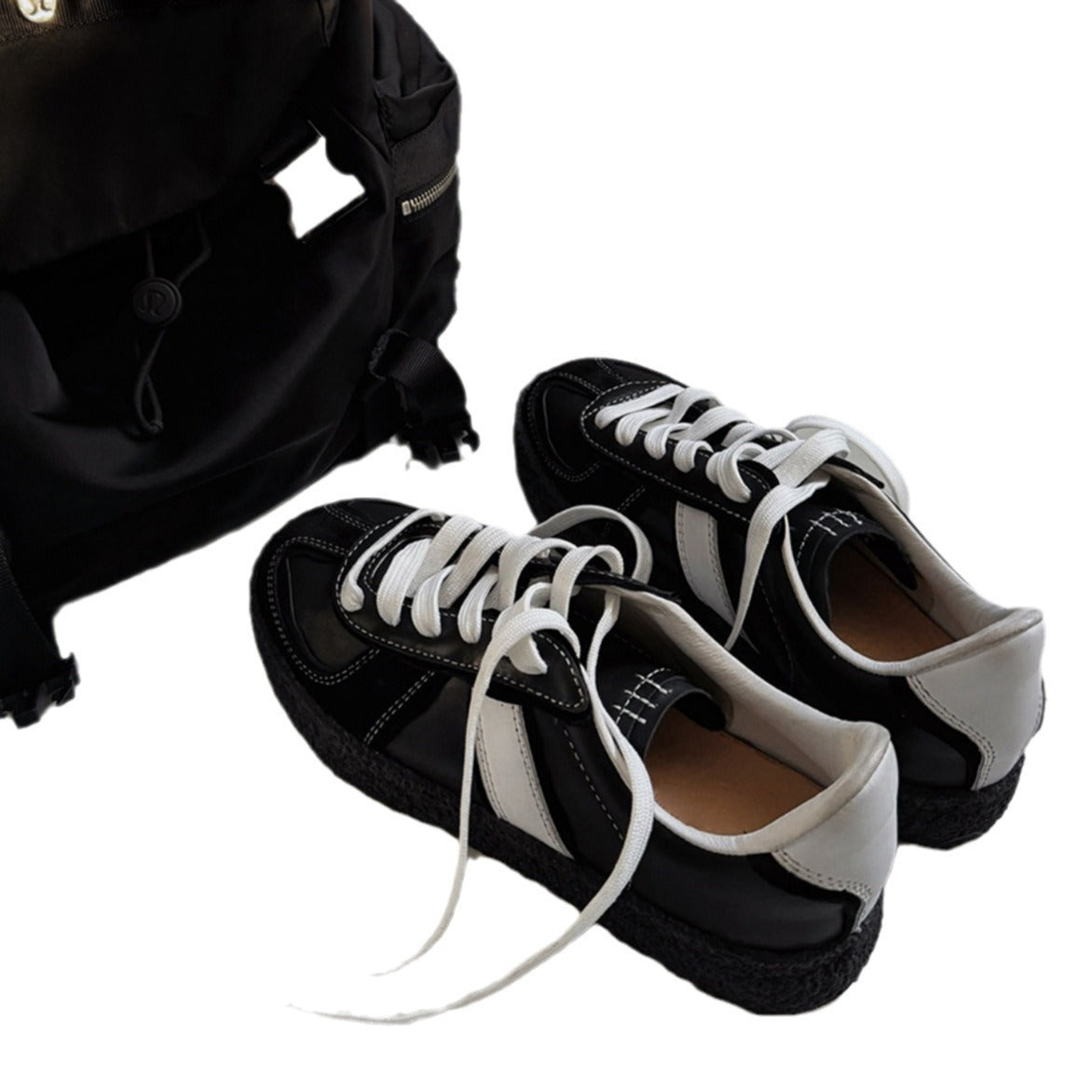 Women's Version Niche Black Retro German Training Platform Casual Shoes