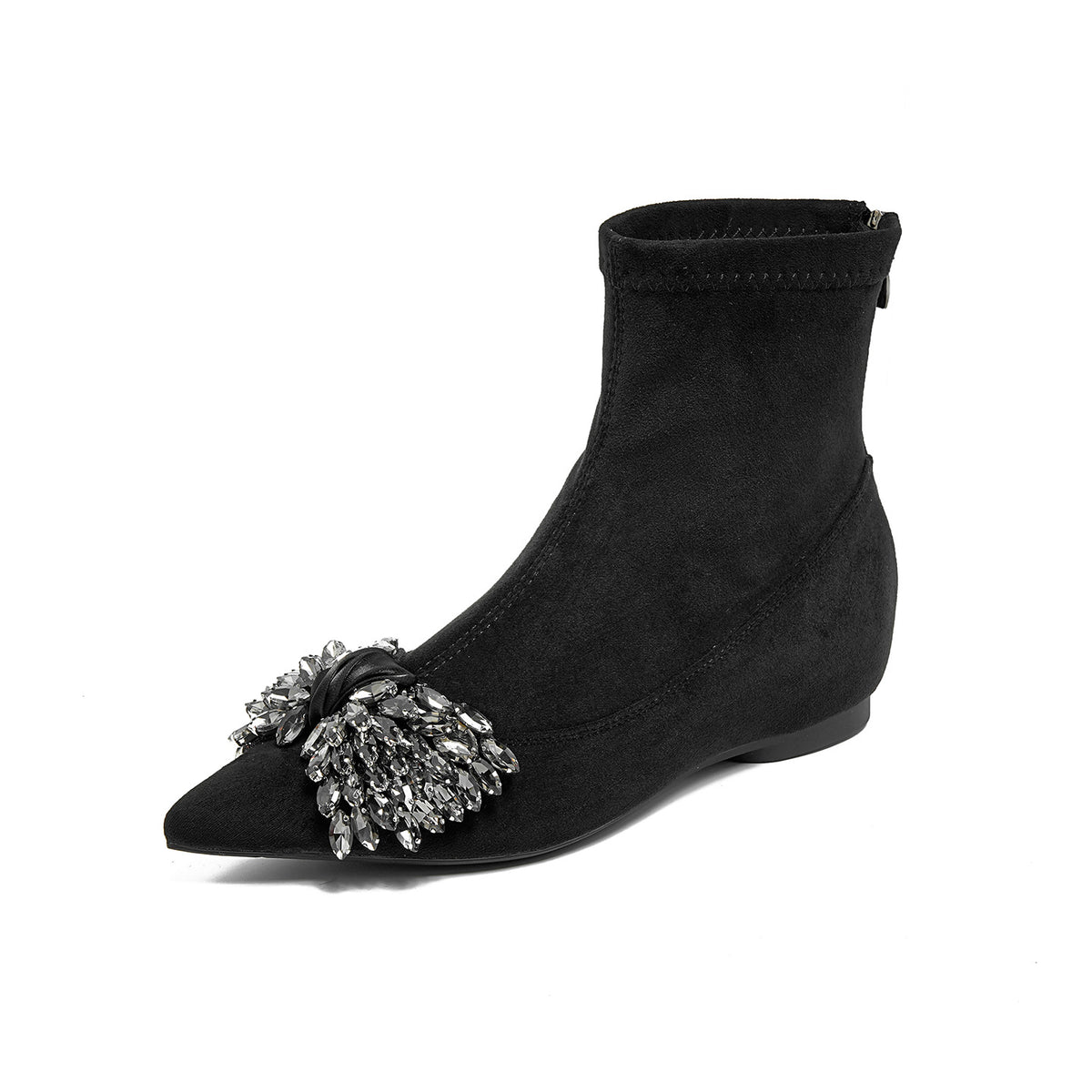Women's Skinny Ankle Suede Stretch French Western Women's Leather Boots