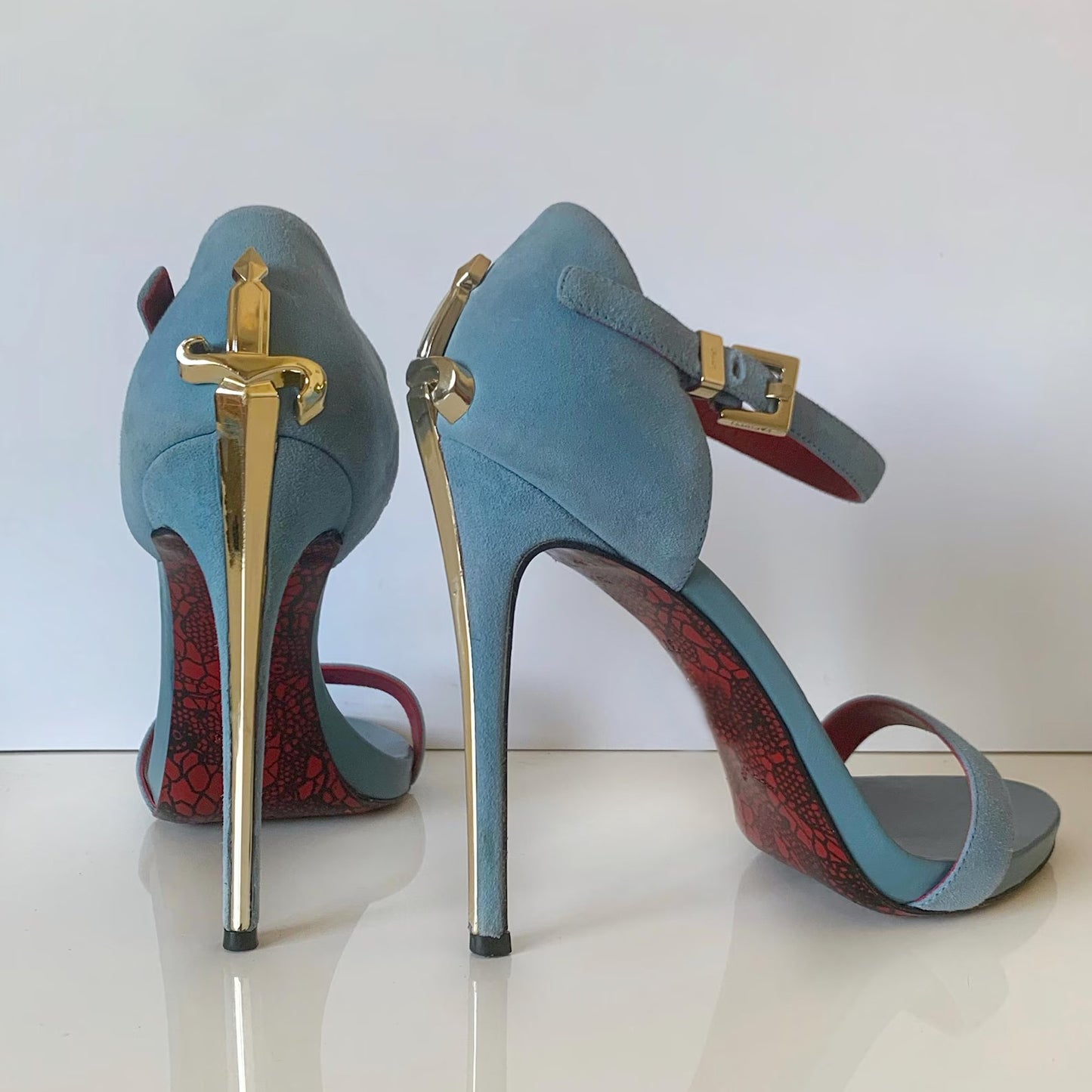 Women's Summer Open Toe Printed With Red Bottom Sword Platform High Heeled Sandals