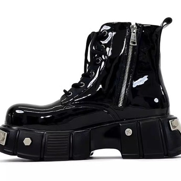 Men's British Style Summer Clothes Motorcycle Black Leather Shoes