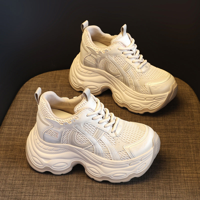 Women's Bottom Height Increasing Insole Mesh Breathable For Spring Muffin Sports Casual Shoes