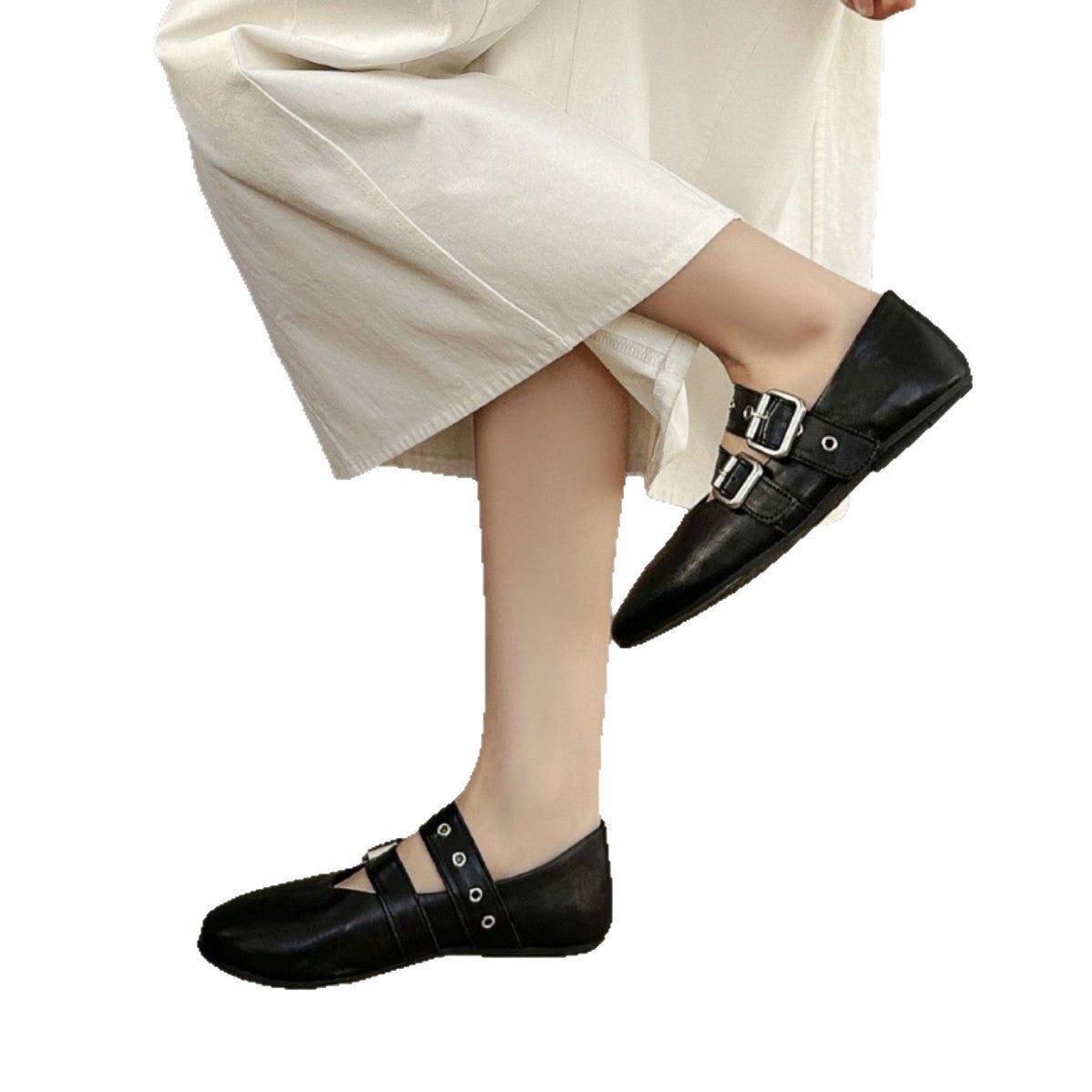 Women's Mary Jane Vintage Belt Buckle Flat Women's Fashion Shoes