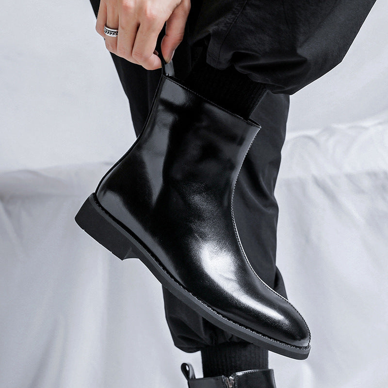 Men's Chelsea Korean Square Toe Height Increasing Men's Martin Boots