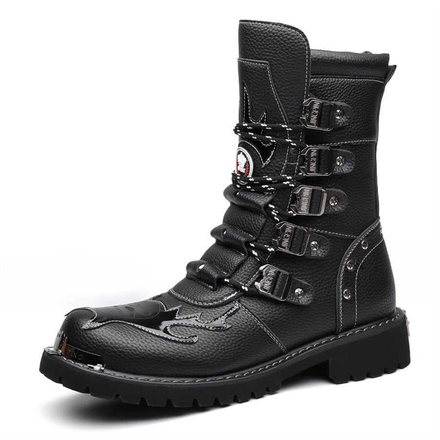 Men's High Top British Style Tooling Knight Leather Shoes