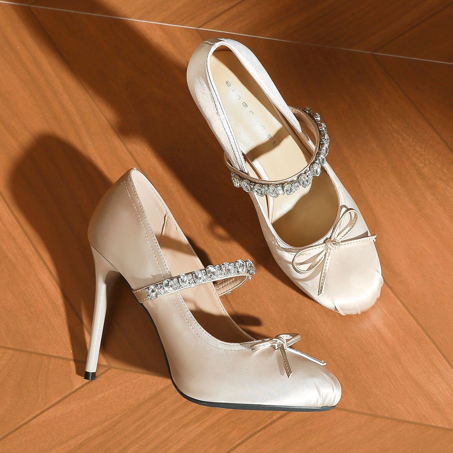 Women's Sheepskin High Stiletto Rhinestone With Mary Women's Fashion Shoes