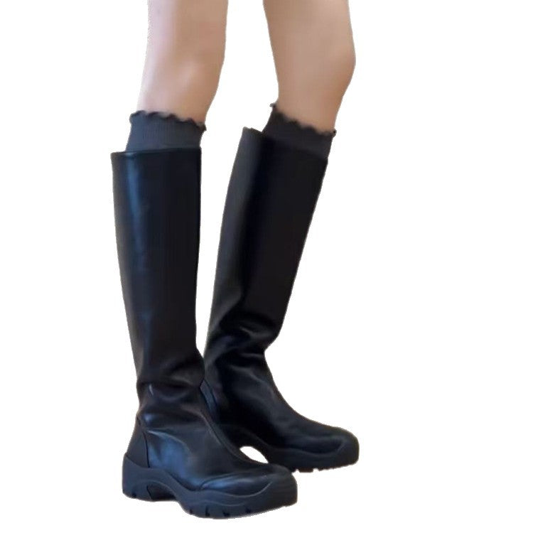 Women's The Knee Small Simple Thick Bottom Increased Big Tube Boots
