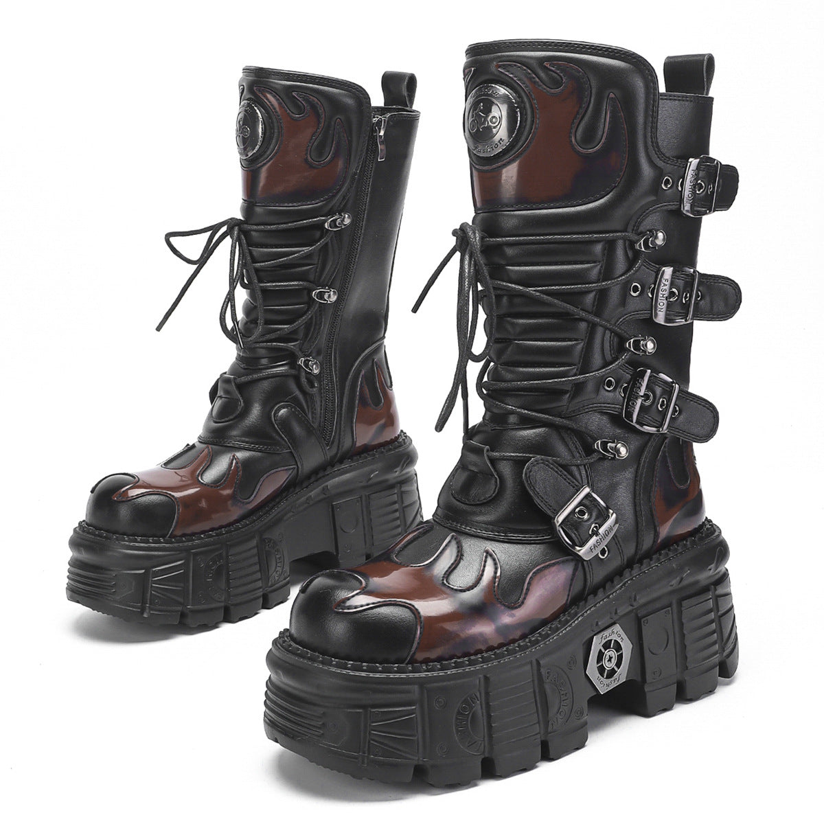 Metal Tank Thick Bottom Middle Gothic Style Martin Female Hot Women's Leather Boots