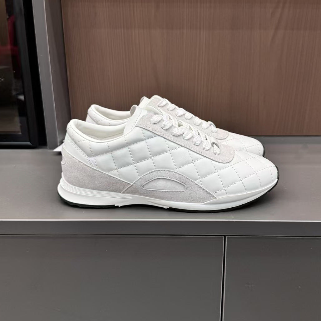 Women's Style Rhombus Training Genuine Lace Up Small Fragrance Sneakers