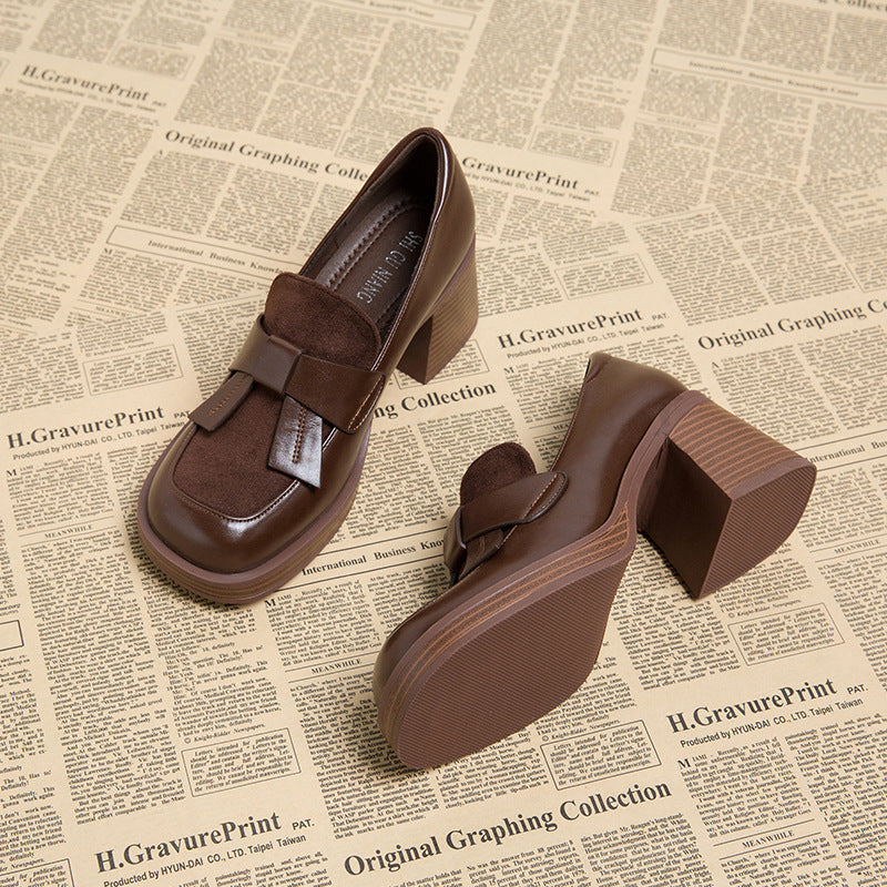 Women's Early Autumn Thin Chunky High Brown Women's Fashion Shoes