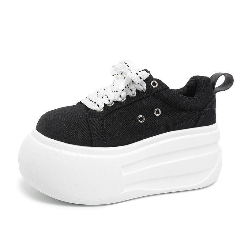 Women's Toe Bread Autumn Breathable Increased Sports Canvas Shoes