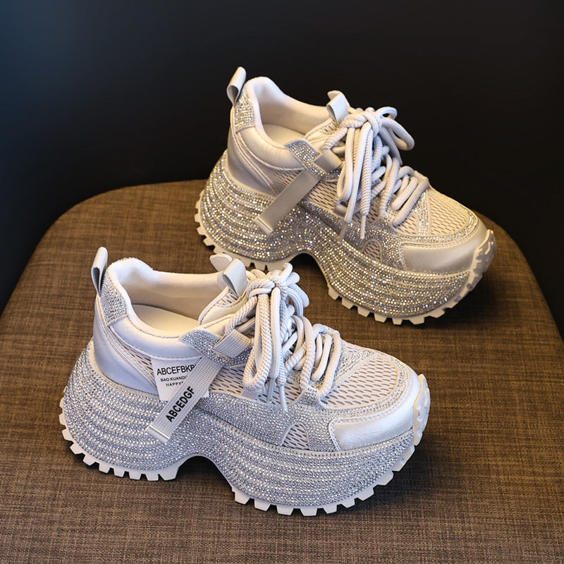 Women's Bottom Height Increasing Insole Fashion Dad Spring Mesh Sports Casual Shoes