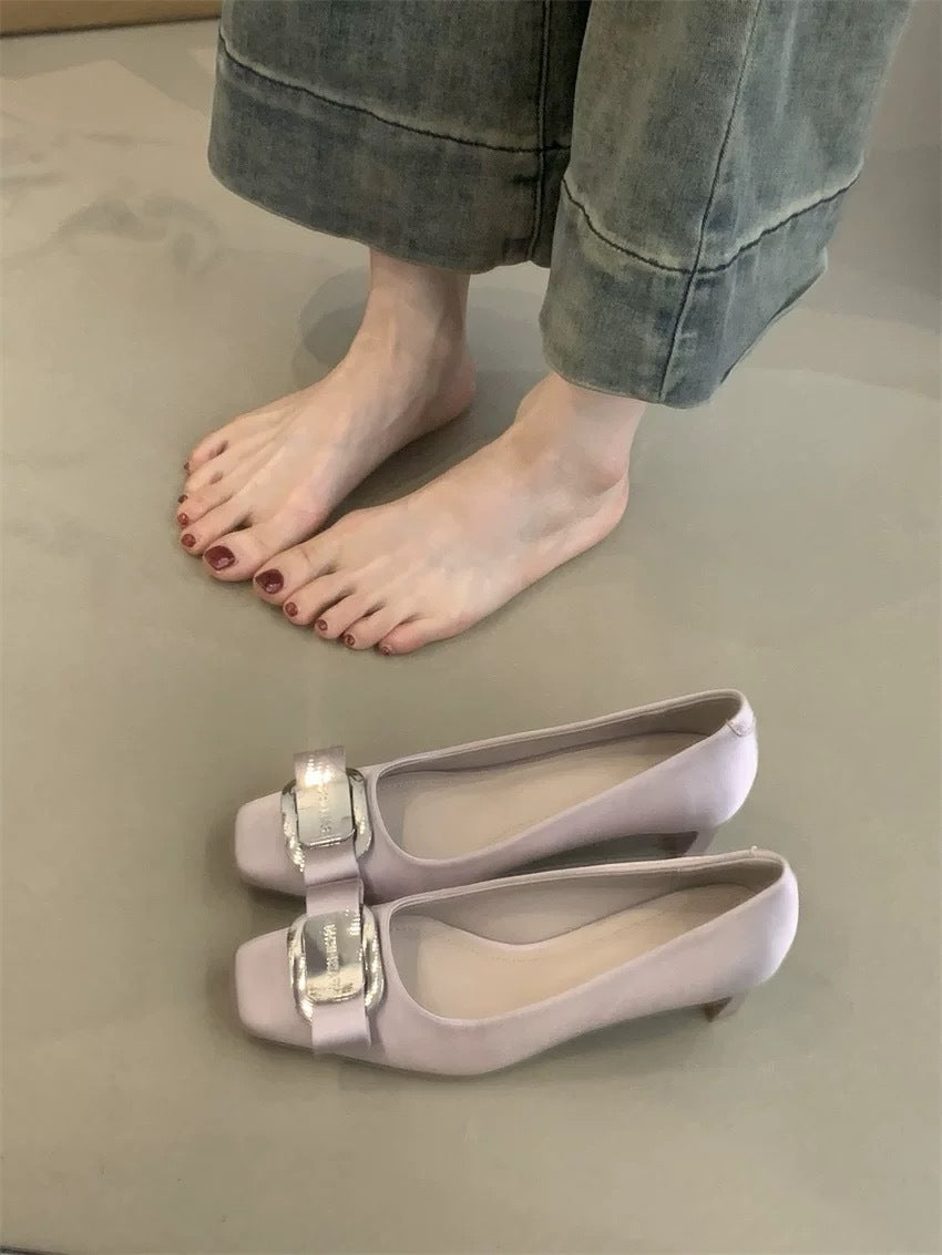 Women's French Chunky High Black Commuter Dress Women's Casual Shoes