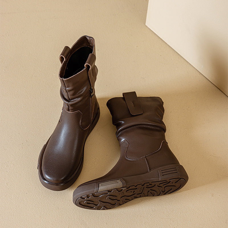 Women's Genuine Middle Tube Martin Skinny Retro Boots