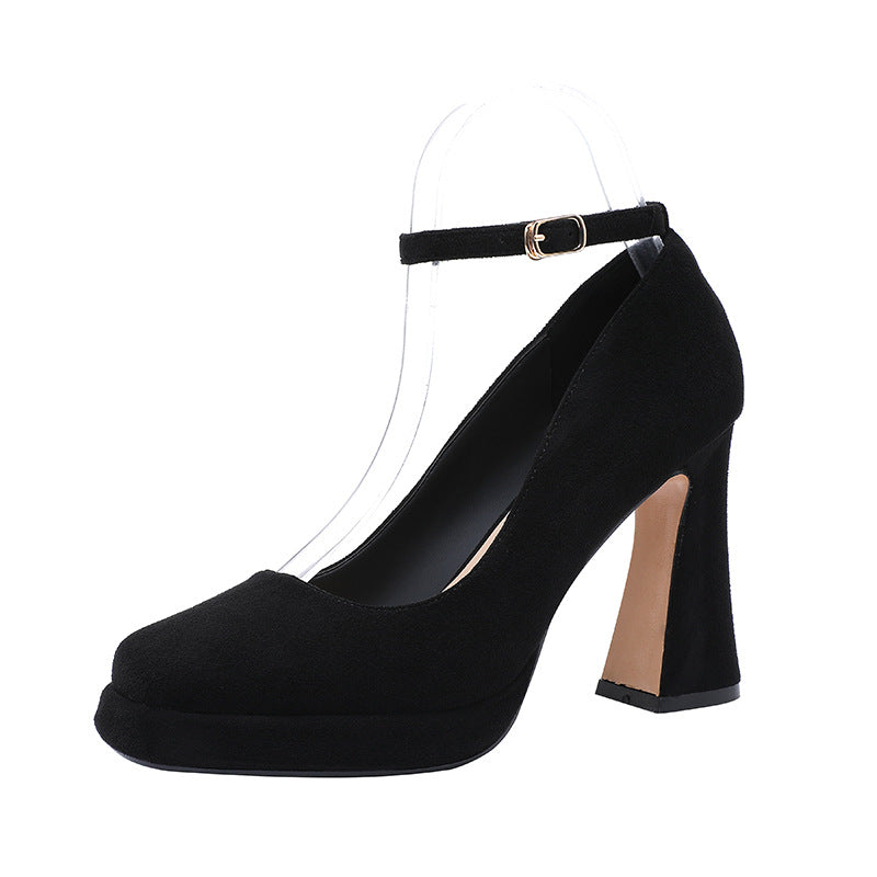 Black High Suede Temperament Small Size Women's Fashion Shoes