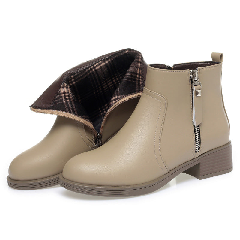 Women's Winter Genuine Cotton Flat Veet Short Heels