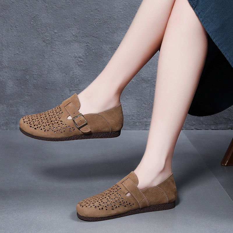 Women's Mori Vintage Genuine Large Round Head Lazy Women's Casual Shoes