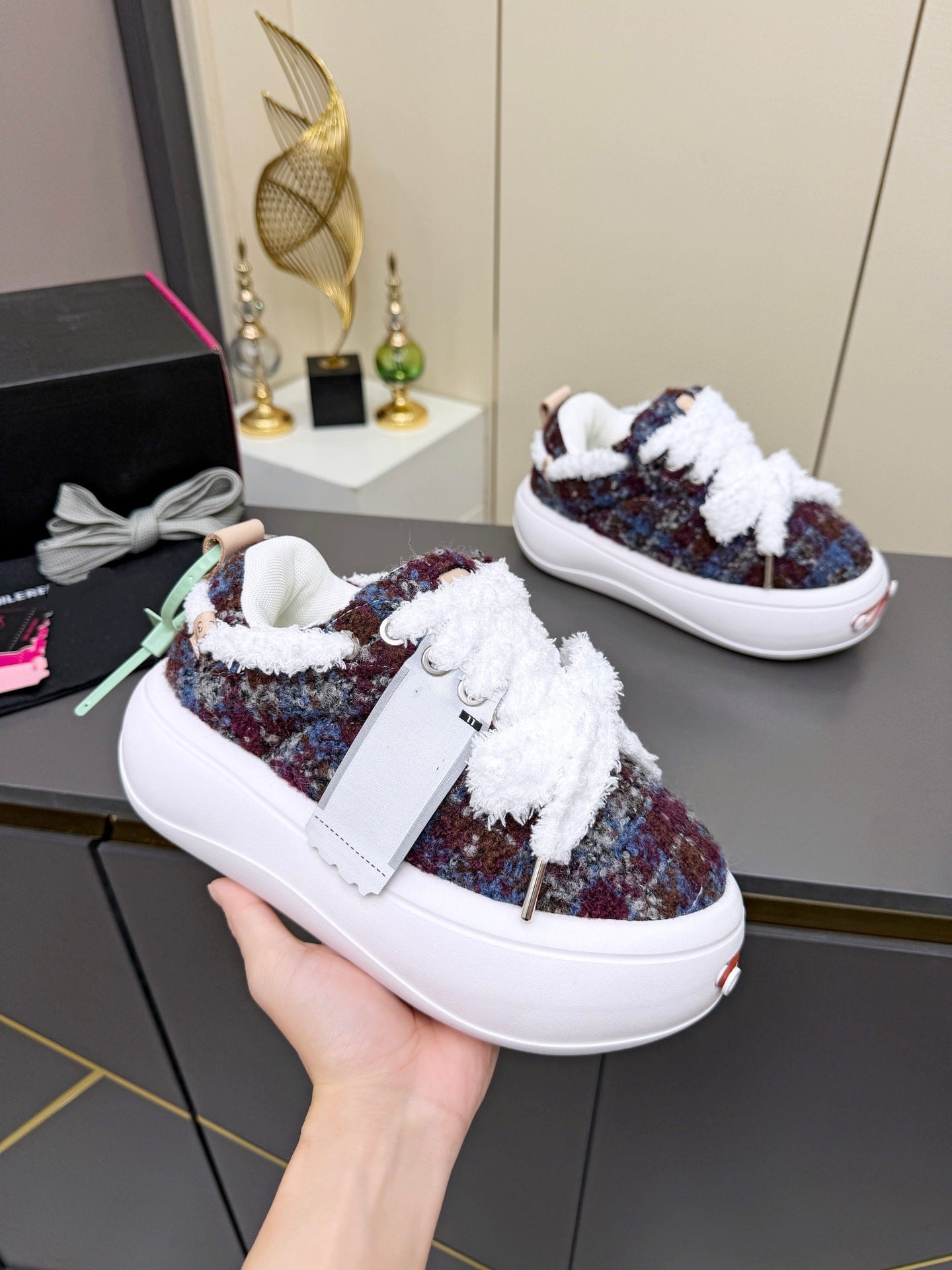 Women's Tan Jack Purcell Bread Thick-soled Increased Round Sports Casual Shoes