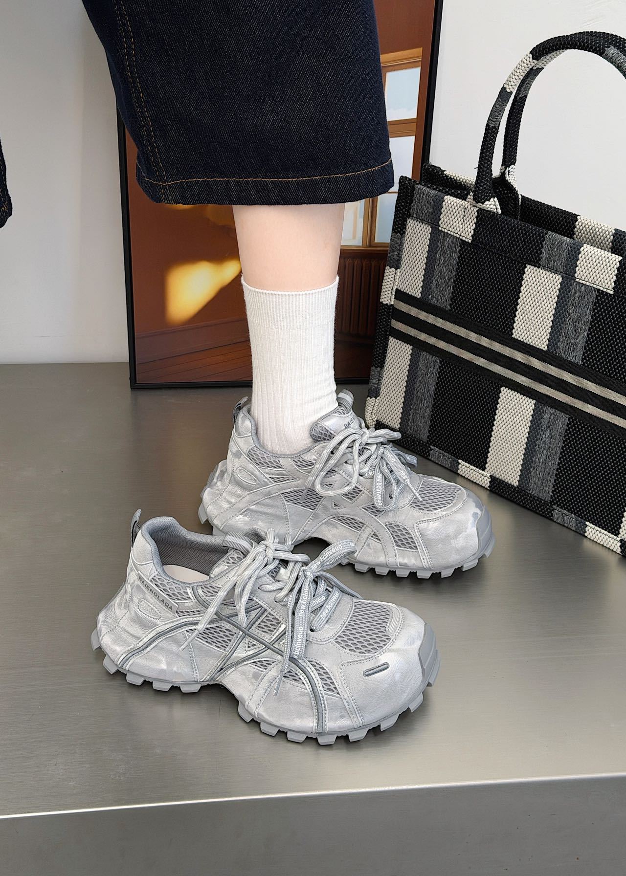 Women's Platform Dad Spring Breathable Mesh Fried Sneakers